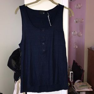 AG Jeans Navy Blue Pocket Tank with Buttons